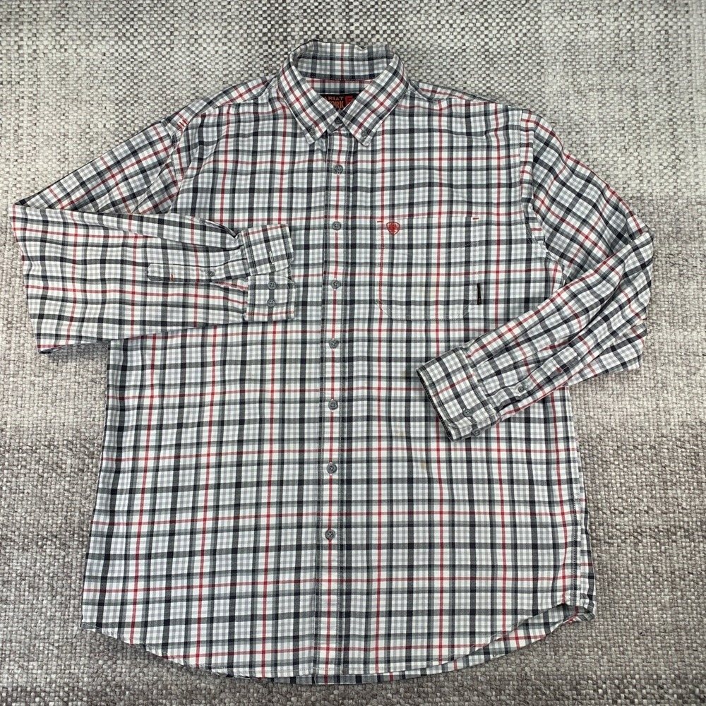 Ariat Work Button Down Shirt Mens XLT White Plaid Flame Resistant FR CAT 2